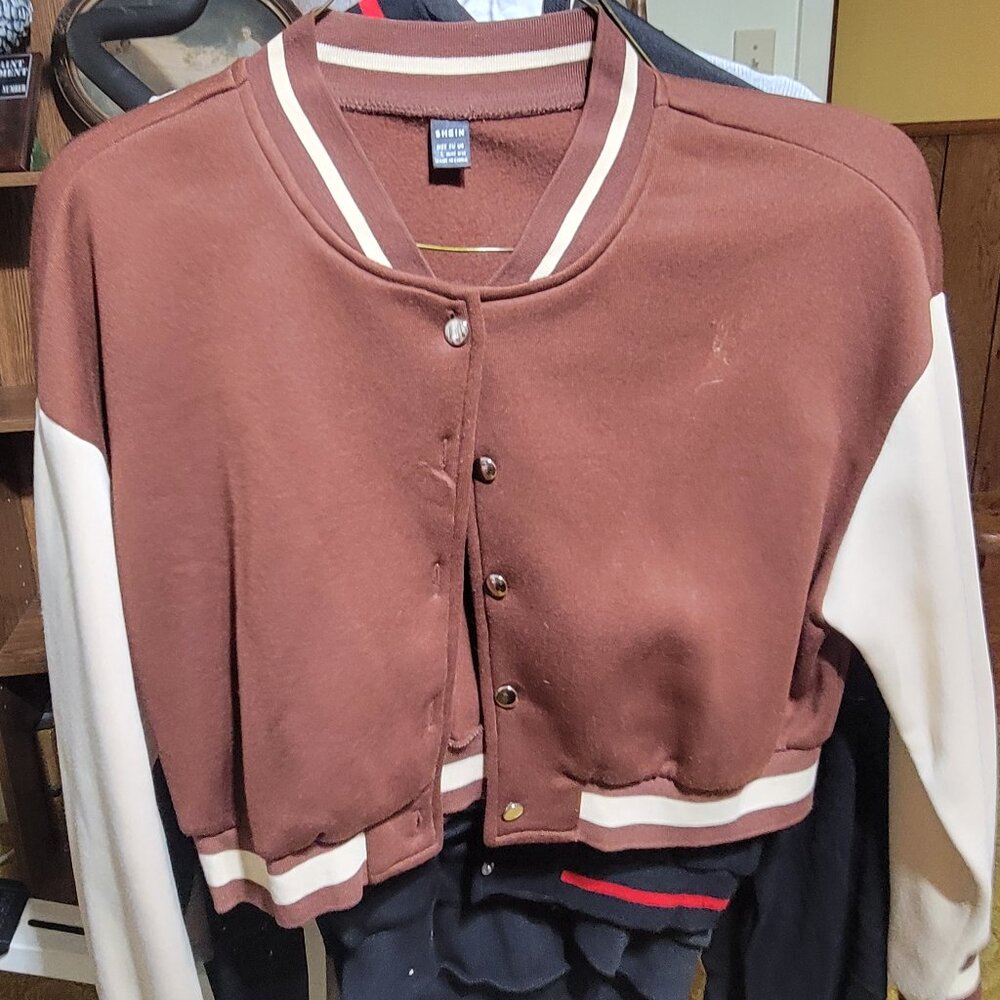 Letterman style crop jacket